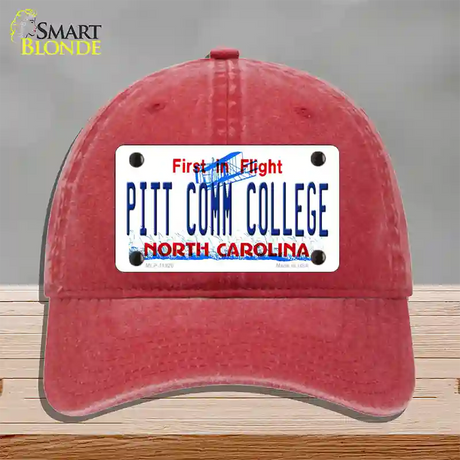 Pitt Comm College North Carolina Novelty License Plate Hat Unconstructed Cotton / Red