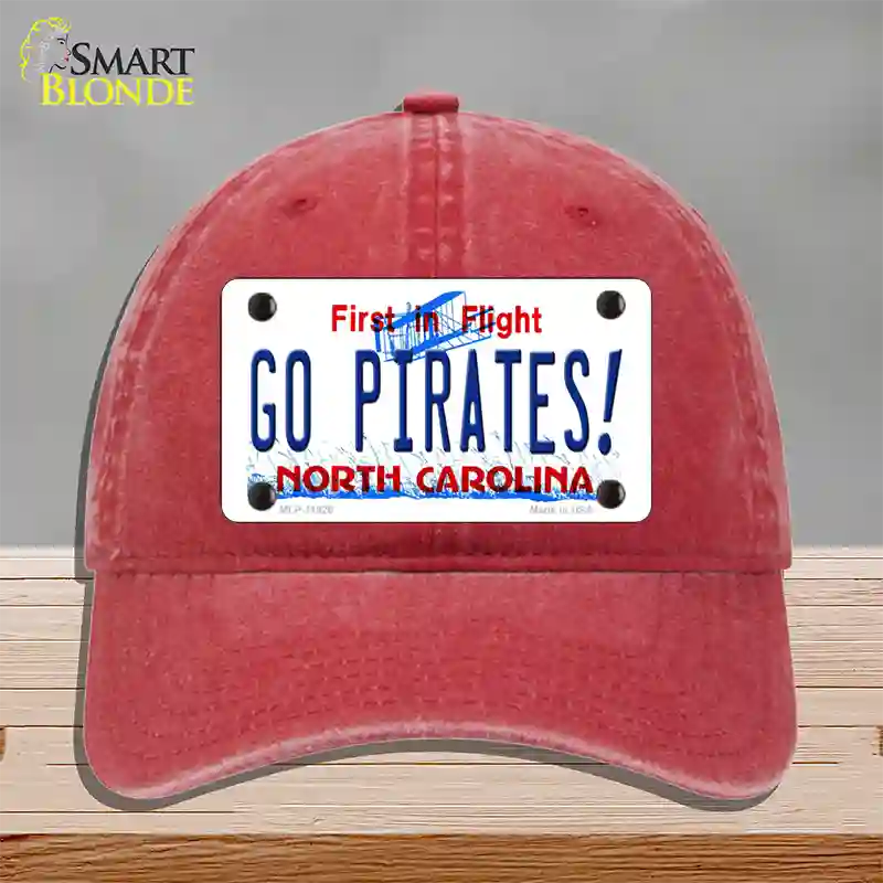 Go Pirates North Carolina Novelty License Plate Hat Unconstructed Cotton / Red