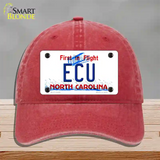 ECU North Carolina Novelty License Plate Hat Unconstructed Cotton / Red