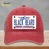 Black Beard North Carolina Novelty License Plate Hat Unconstructed Cotton / Red