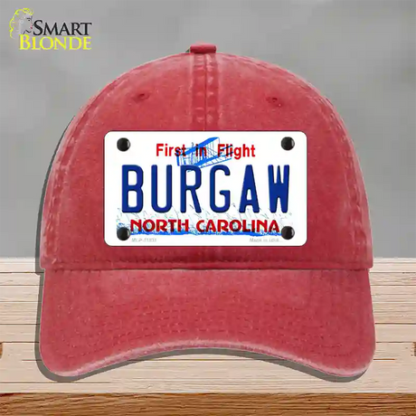 Burgaw North Carolina Novelty License Plate Hat Unconstructed Cotton / Red