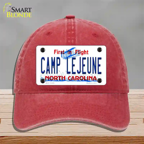 Camp Lejeune North Carolina Novelty License Plate Hat Unconstructed Cotton / Red