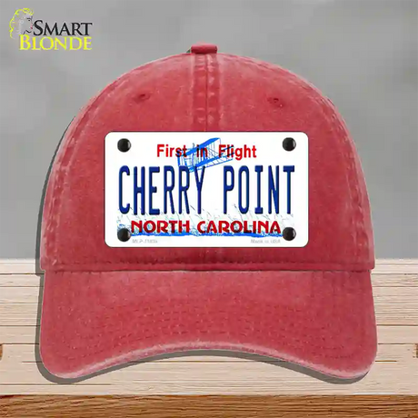 Cherry Point North Carolina Novelty License Plate Hat Unconstructed Cotton / Red