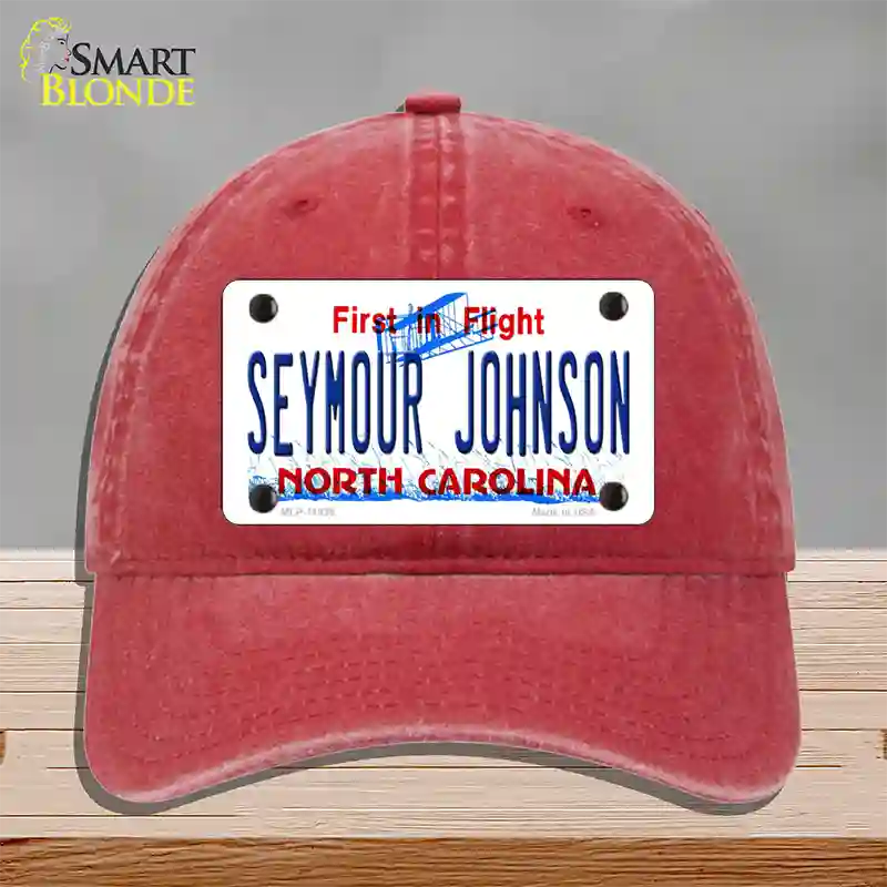 Seymour Johnson North Carolina Novelty License Plate Hat Unconstructed Cotton / Red