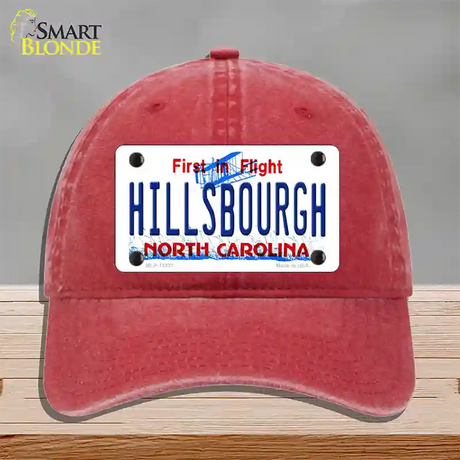 Hillsbourgh North Carolina Novelty License Plate Hat Unconstructed Cotton / Red