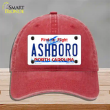 Ashboro North Carolina Novelty License Plate Hat Unconstructed Cotton / Red