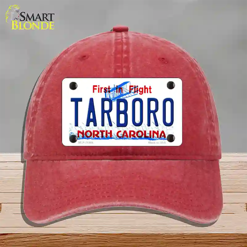 Tarboro North Carolina Novelty License Plate Hat Unconstructed Cotton / Red