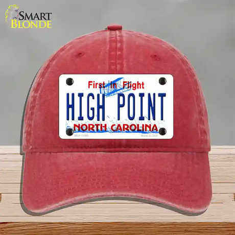 High Point North Carolina Novelty License Plate Hat Unconstructed Cotton / Red