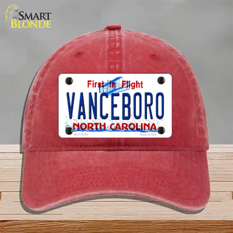 Vanceboro North Carolina Novelty License Plate Hat Unconstructed Cotton / Red