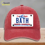 Bath North Carolina Novelty License Plate Hat Unconstructed Cotton / Red