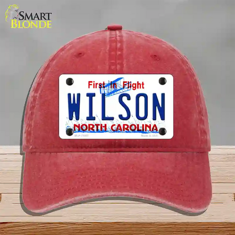 Wilson North Carolina Novelty License Plate Hat Unconstructed Cotton / Red