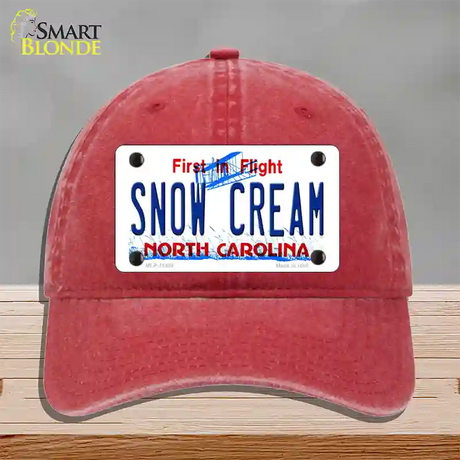 Snow Cream North Carolina Novelty License Plate Hat Unconstructed Cotton / Red