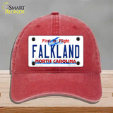 Falkland North Carolina Novelty License Plate Hat Unconstructed Cotton / Red