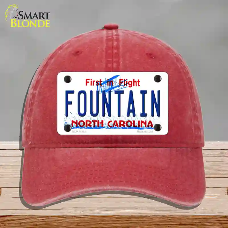 Fountain North Carolina Novelty License Plate Hat Unconstructed Cotton / Red