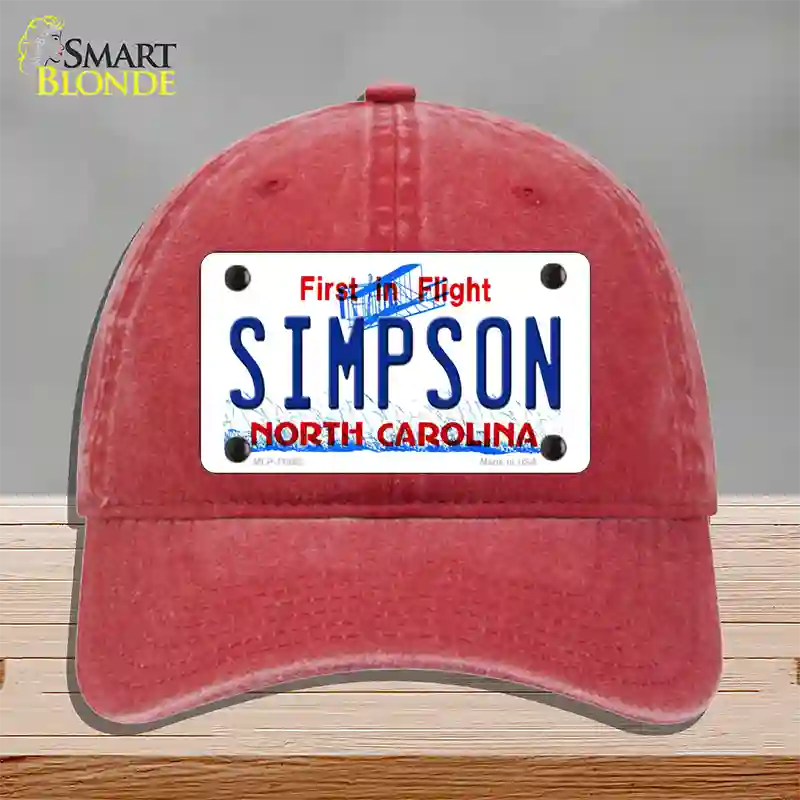 Simpson North Carolina Novelty License Plate Hat Unconstructed Cotton / Red