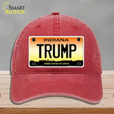 Trump Indiana Novelty License Plate Hat Unconstructed Cotton / Red