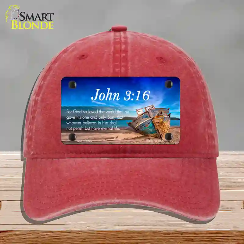 John 3 16 Beach Novelty License Plate Hat Unconstructed Cotton / Red