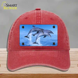 Dolphins Novelty License Plate Hat Unconstructed Cotton / Red