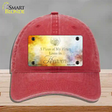 Lives In Heaven Novelty License Plate Hat Unconstructed Cotton / Red