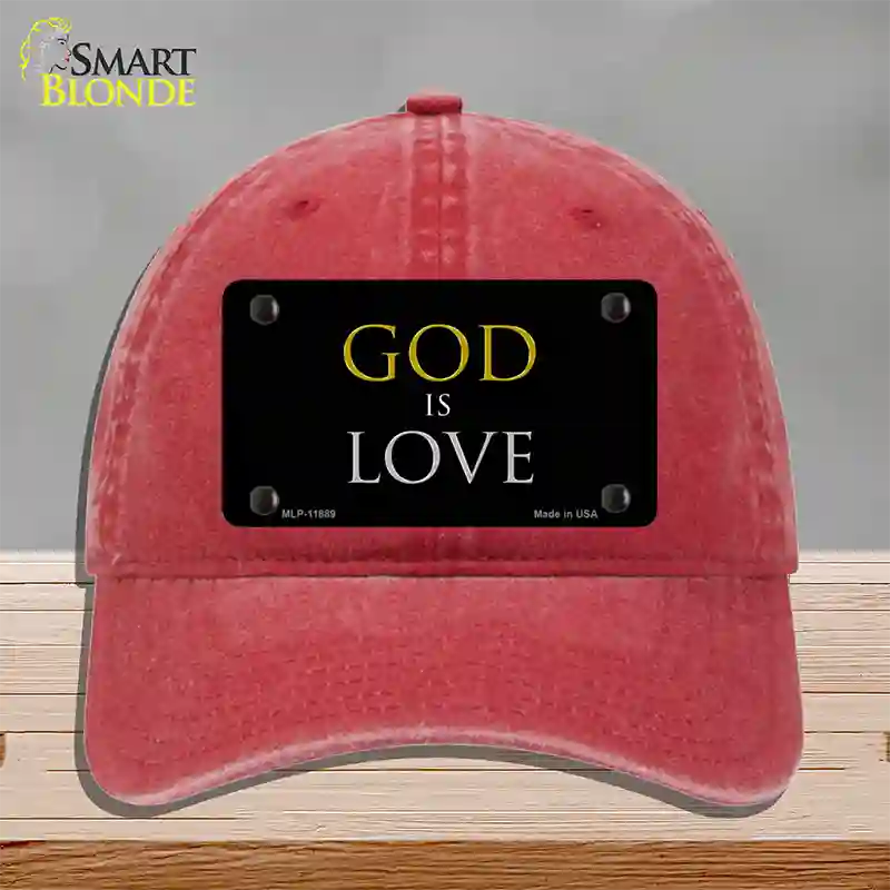 God Is Love Novelty License Plate Hat Unconstructed Cotton / Red