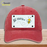 Bee Yourself Novelty License Plate Hat Unconstructed Cotton / Red