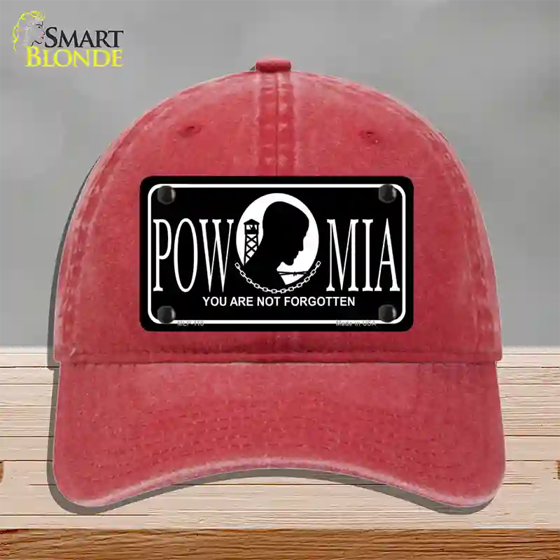 POW-MIA Novelty License Plate Hat Unconstructed Cotton / Red