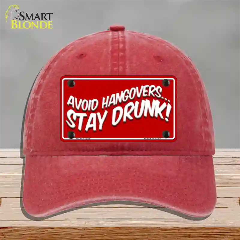 Avoid Hangovers Novelty License Plate Hat Unconstructed Cotton / Red