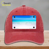 Beach Scene Novelty License Plate Hat Unconstructed Cotton / Red