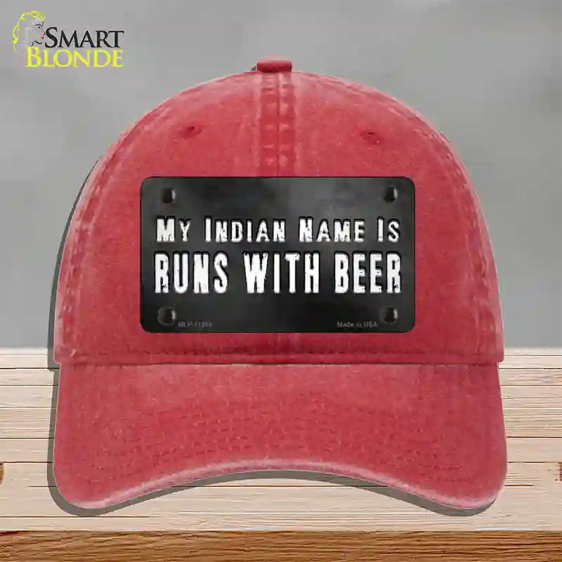 My Indian Name Novelty License Plate Hat Unconstructed Cotton / Red