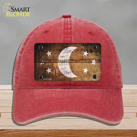 The Moon and Back Novelty License Plate Hat Unconstructed Cotton / Red