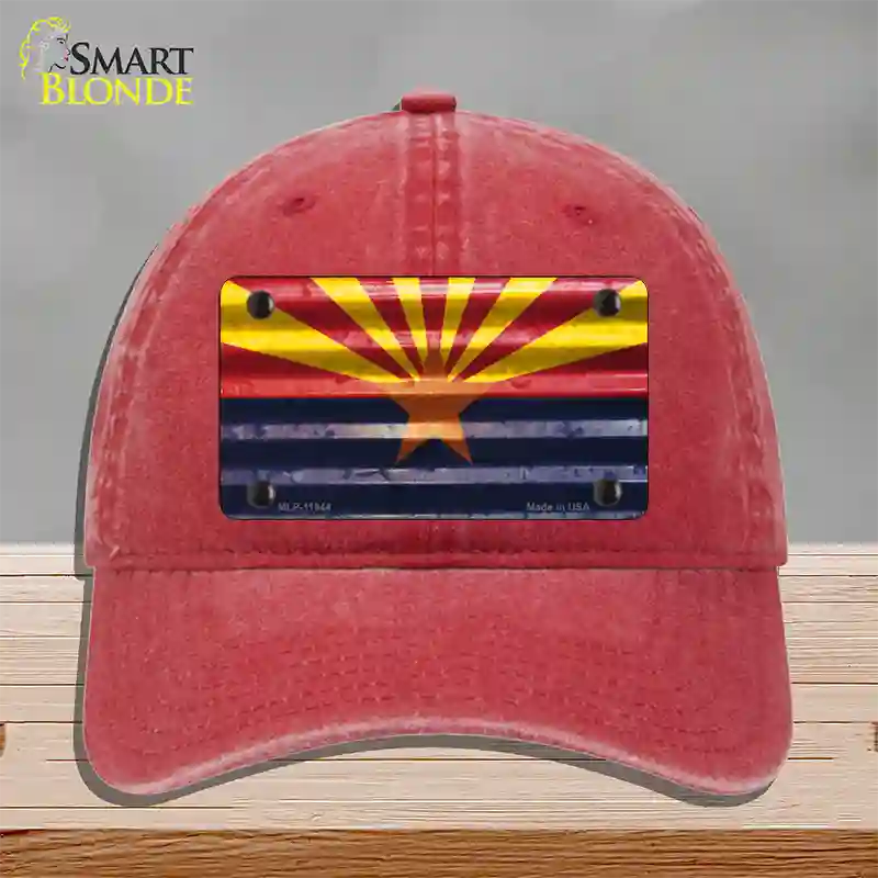 Arizona Corrugated Flag Novelty License Plate Hat Unconstructed Cotton / Red