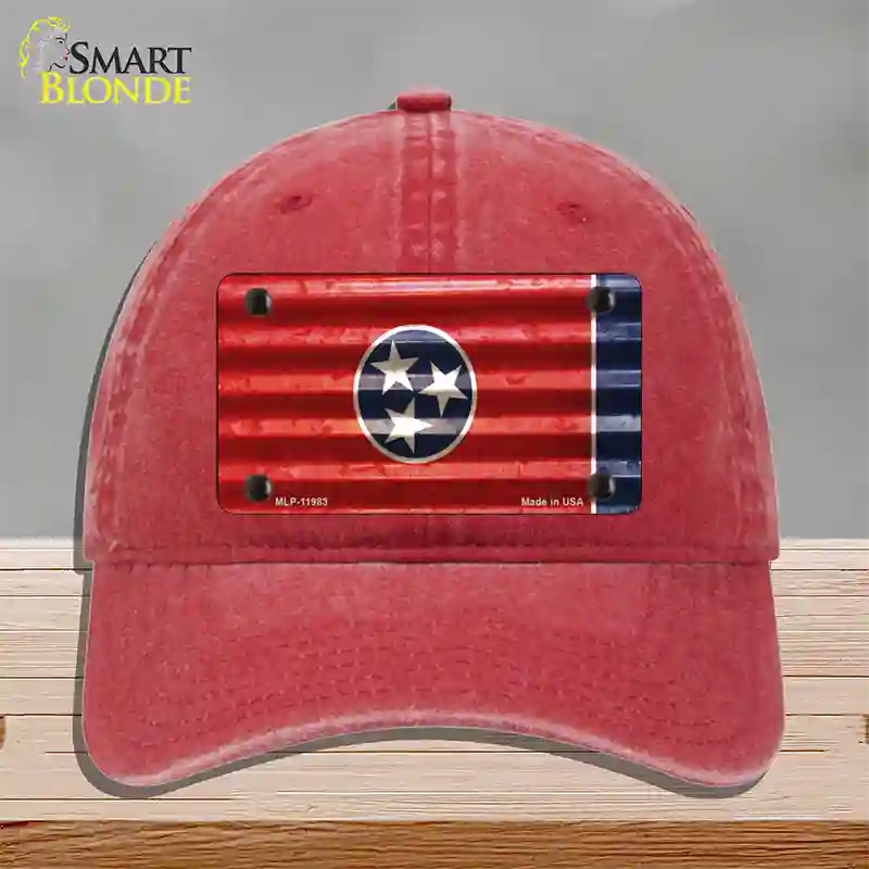 Tennessee Corrugated Flag Novelty License Plate Hat Unconstructed Cotton / Red