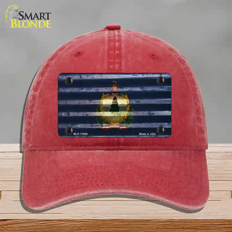 Vermont Corrugated Flag Novelty License Plate Hat Unconstructed Cotton / Red