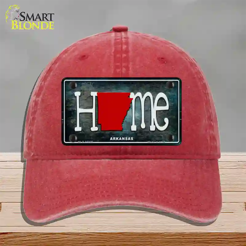 Arkansas Home State Outline Novelty License Plate Hat Unconstructed Cotton / Red