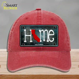 California Home State Outline Novelty License Plate Hat Unconstructed Cotton / Red