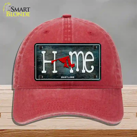 Maryland Home State Outline Novelty License Plate Hat Unconstructed Cotton / Red