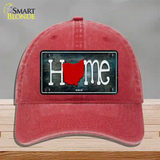 Ohio Home State Outline Novelty License Plate Hat Unconstructed Cotton / Red