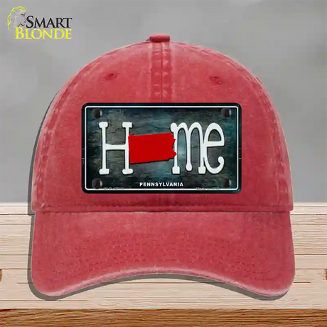 Pennsylvania Home State Outline Novelty License Plate Hat Unconstructed Cotton / Red