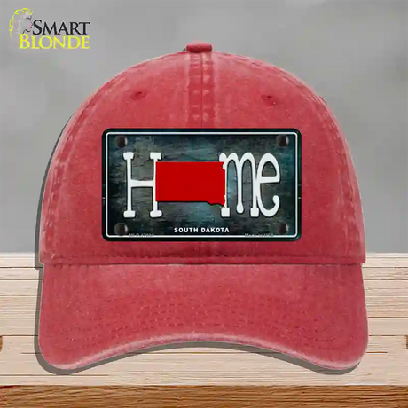 South Dakota Home State Outline Novelty License Plate Hat Unconstructed Cotton / Red