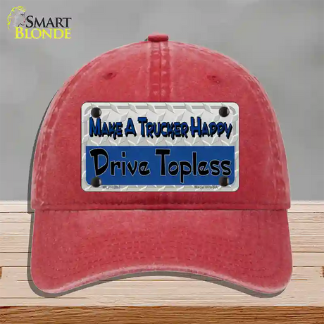 Make A Mesh Happy Novelty License Plate Hat Unconstructed Cotton / Red