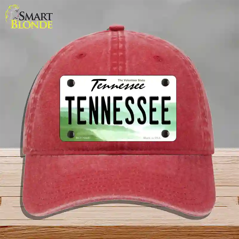 Tennessee Volunteer State Novelty License Plate Hat Unconstructed Cotton / Red