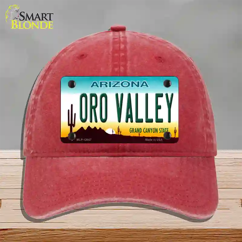 Oro Valley Arizona Novelty License Plate Hat Unconstructed Cotton / Red