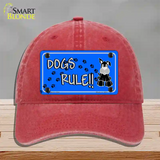 Dogs Rule Novelty License Plate Hat Tag Unconstructed Cotton / Red