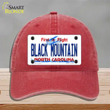 Black Mountain North Carolina Novelty License Plate Hat Unconstructed Cotton / Red