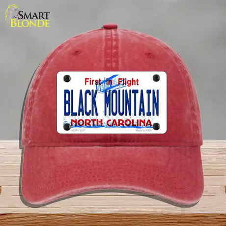 Black Mountain North Carolina Novelty License Plate Hat Unconstructed Cotton / Red