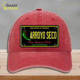 Arroyo Seco Black New Mexico Novelty License Plate Hat Unconstructed Cotton / Red