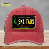 Ski Taos Black New Mexico Novelty License Plate Hat Unconstructed Cotton / Red