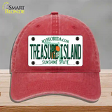 Florida Tresure Island Novelty License Plate Hat Unconstructed Cotton / Red