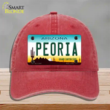 Peoria Arizona Novelty License Plate Hat Unconstructed Cotton / Red