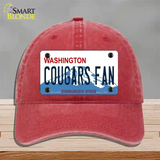 Washington Cougars Fan Novelty License Plate Hat Unconstructed Cotton / Red